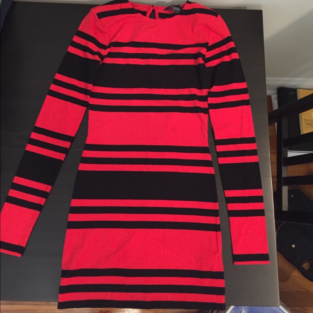 French Connection striped body-con dress