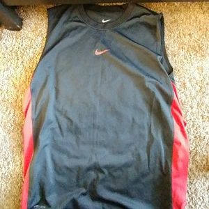 Black and red nike dri fit cut off