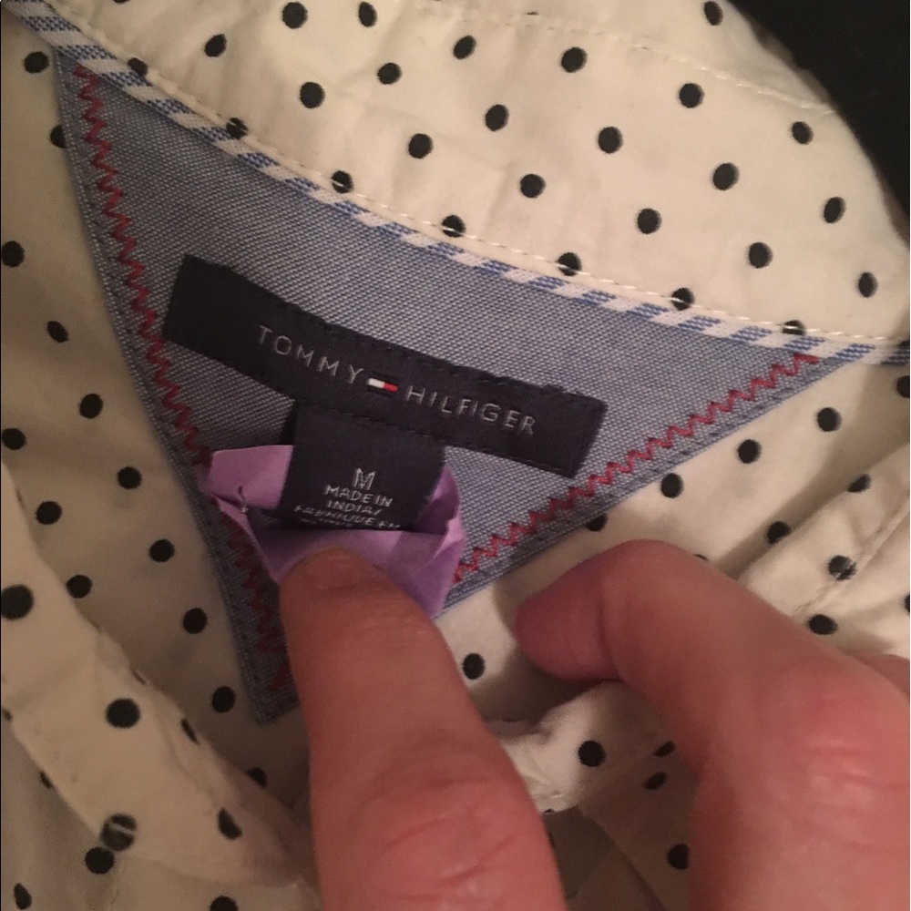 Tommy Hilfiger Polka Dot Button Down; size Medium