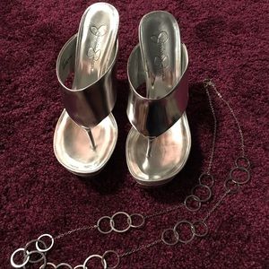 Jessica Simpson Shiny Silver Wedges