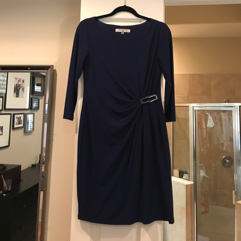Navy 3/4 sleeve form fitted dress