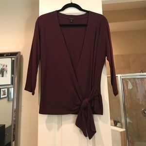 Maroon 3/4 sleeve Tie Sweater