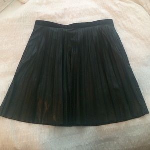J Crew Faux Leather Pleated Skirt