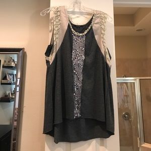 Detailed gray cotton Tank
