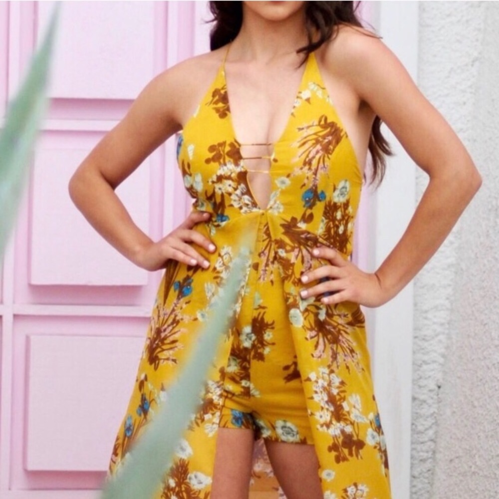 Yellow Backless Maxi Romper - Picture 4 of 8