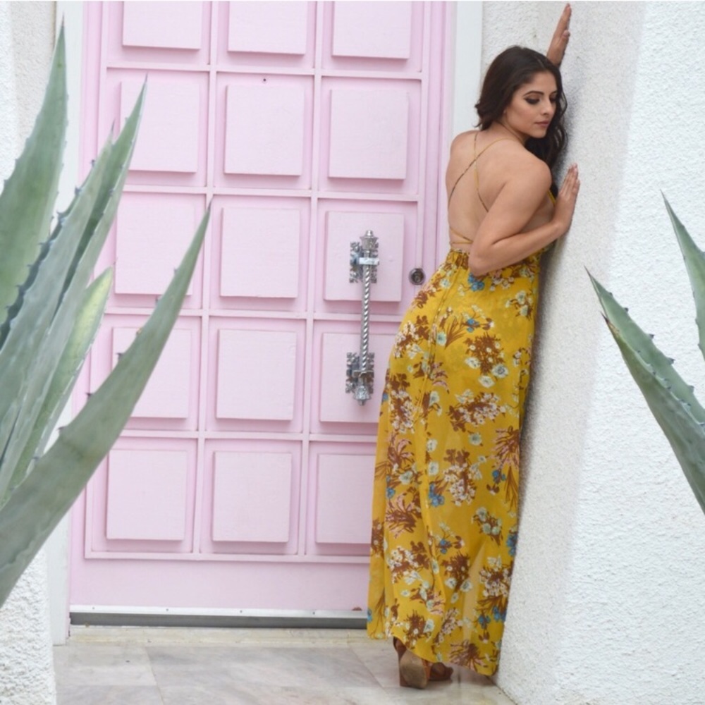 Yellow Backless Maxi Romper - Picture 5 of 8