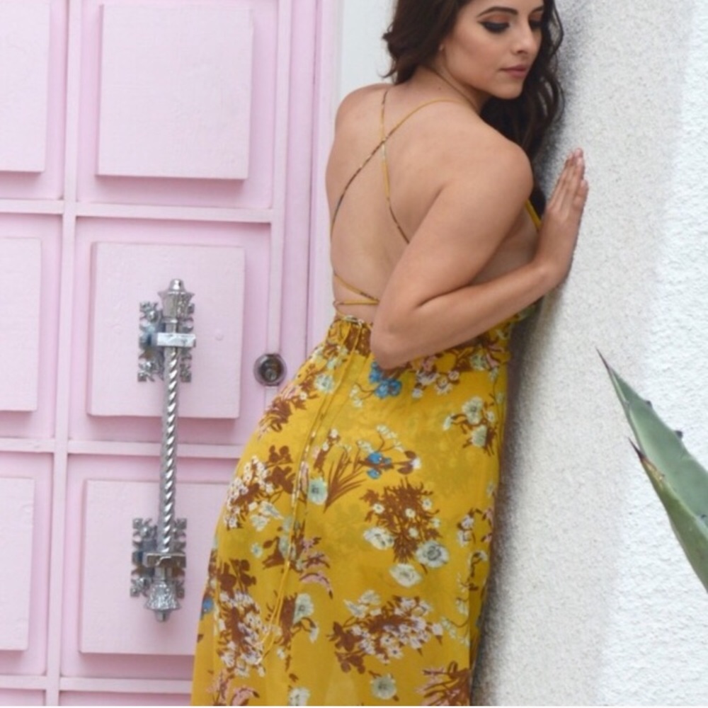 Yellow Backless Maxi Romper - Picture 6 of 8