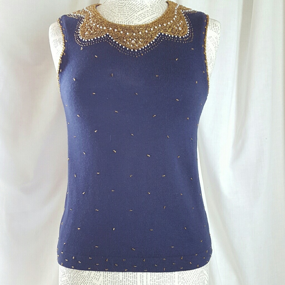 Lilly Pulitzer Kate Sweater in Navy and Gold Small