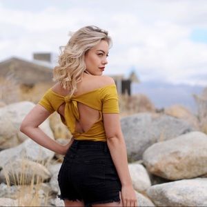 Off-the-Shoulder Mustard Bodysuit