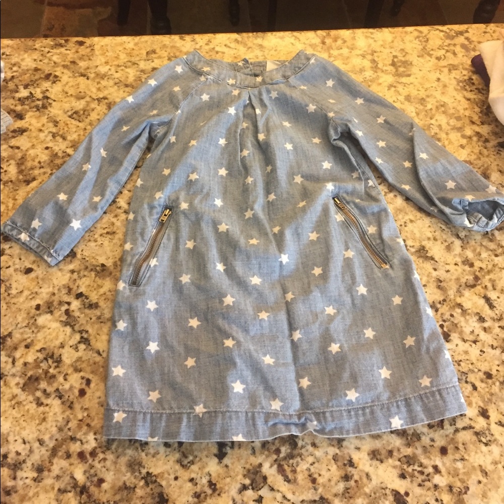Chambray dress with white stars