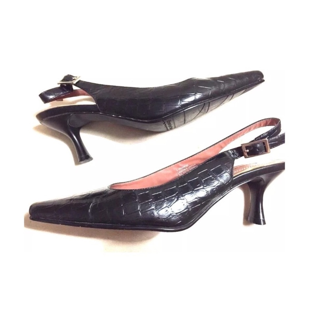 Etienne Aigner Croco Leather Slingbacks