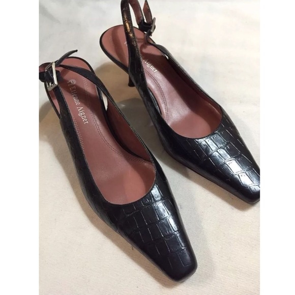 Etienne Aigner Croco Leather Slingbacks - Picture 2 of 7