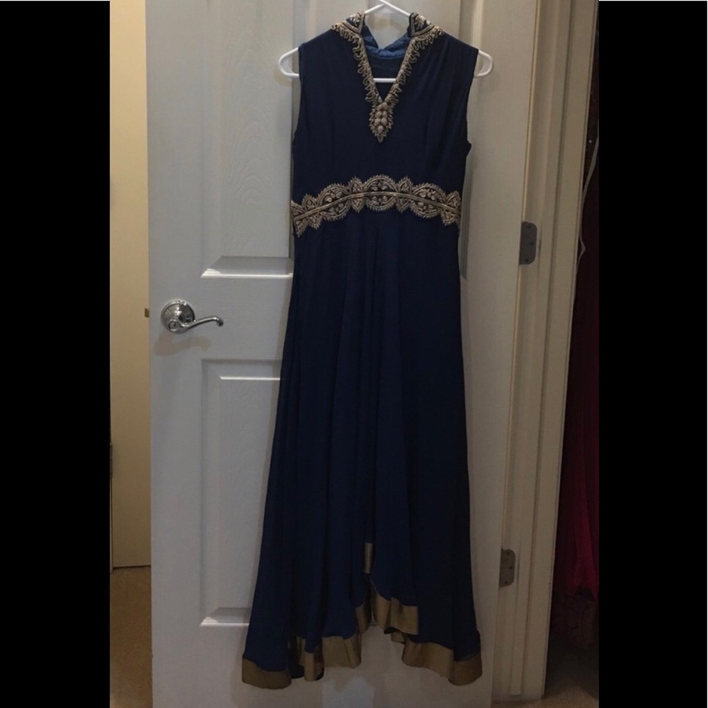 Custom Royal Blue High Low Anarkali