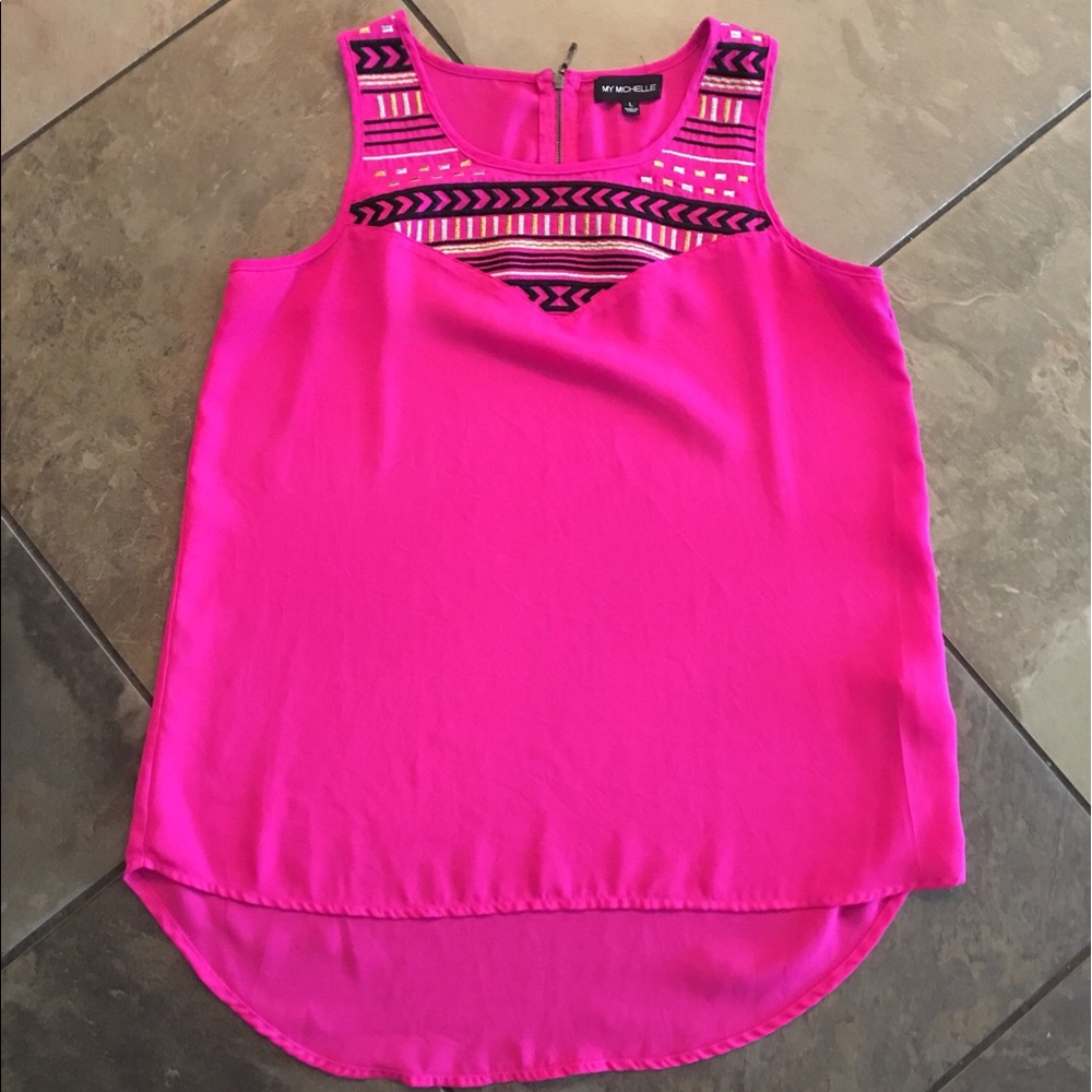Bright Pink Aztec Tank size Large