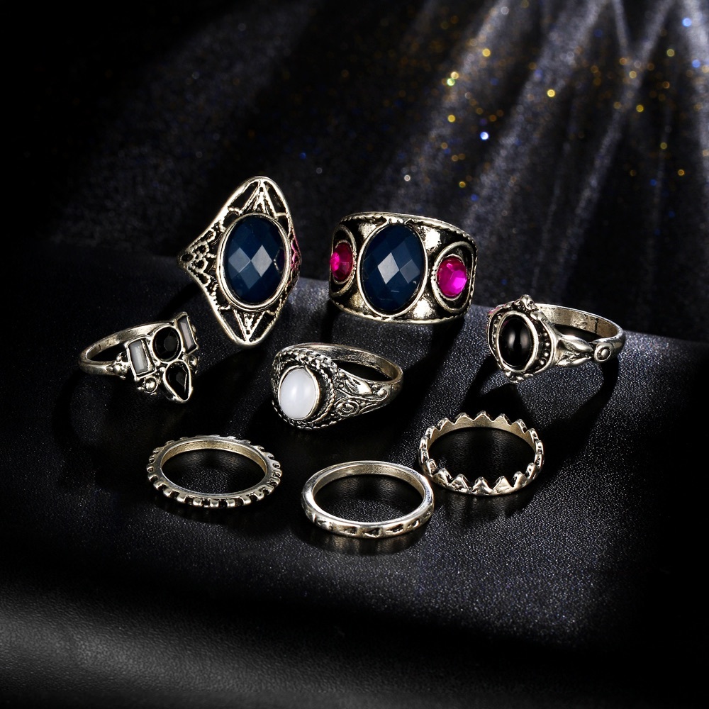 Last 1! 8PCS Tibetan Turkish Mix Midi Ring Set. - Picture 3 of 7