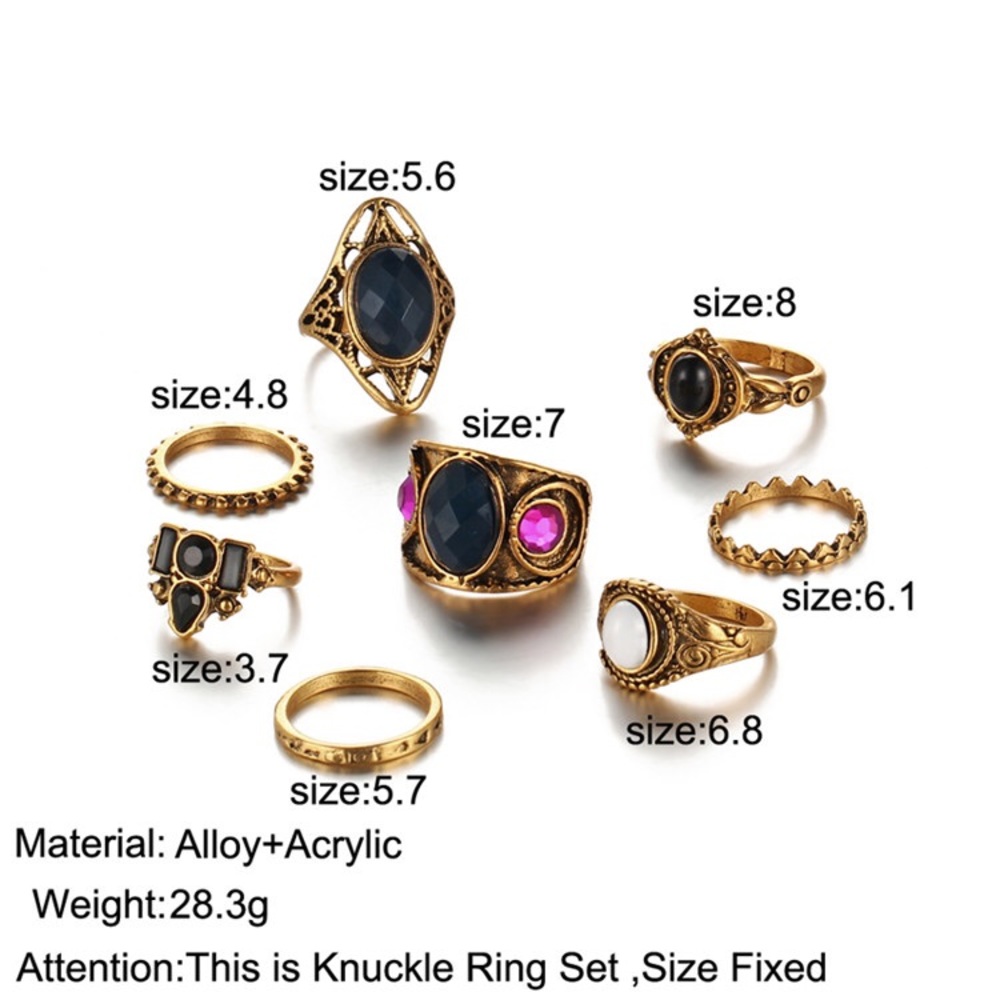 Last 1! 8PCS Tibetan Turkish Mix Midi Ring Set. - Picture 7 of 7