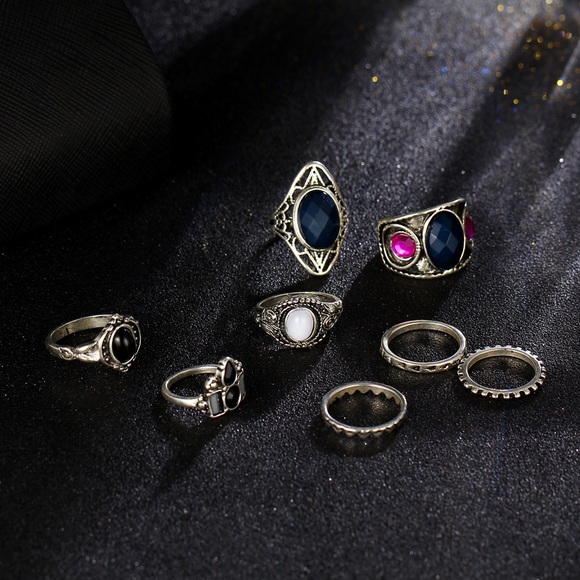 Last 1! 8PCS Tibetan Turkish Mix Midi Ring Set. - Picture 4 of 7