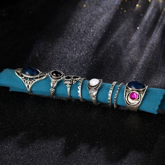 Last 1! 8PCS Tibetan Turkish Mix Midi Ring Set. - Picture 6 of 7