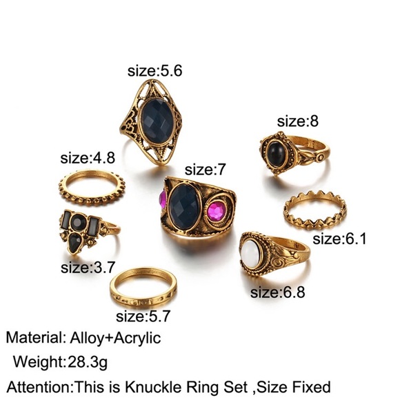 Last 1! 8PCS Tibetan Turkish Mix Midi Ring Set. - Picture 7 of 7