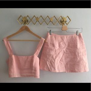 Baby pink linen set from Reformation