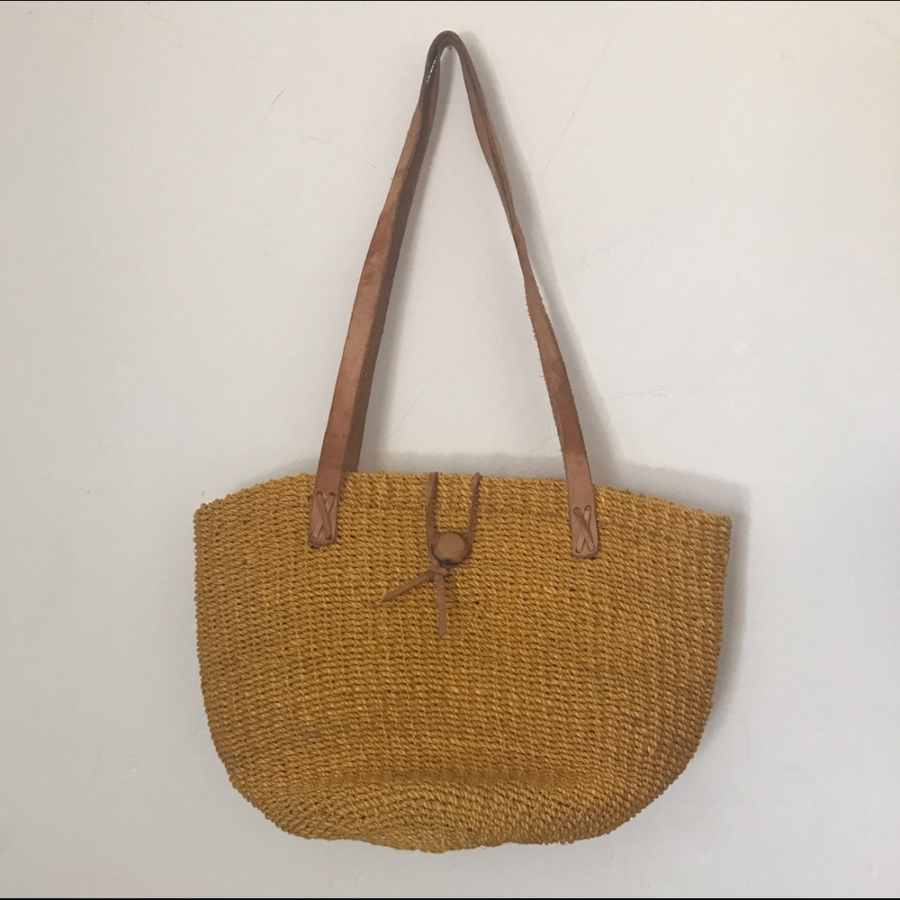Mustard yellow jute market tote