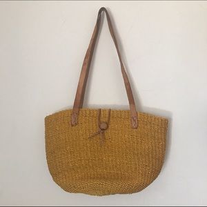 Mustard yellow jute market tote