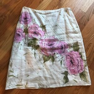 Beautiful white linen skirt with flowers