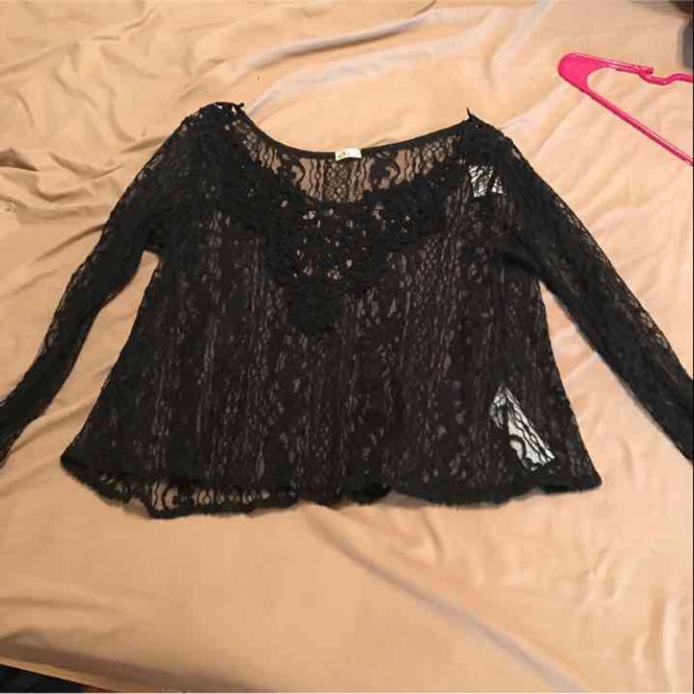 Hollister black lace shirt