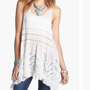 Free People Boho White Trapeze Slip Dress like new