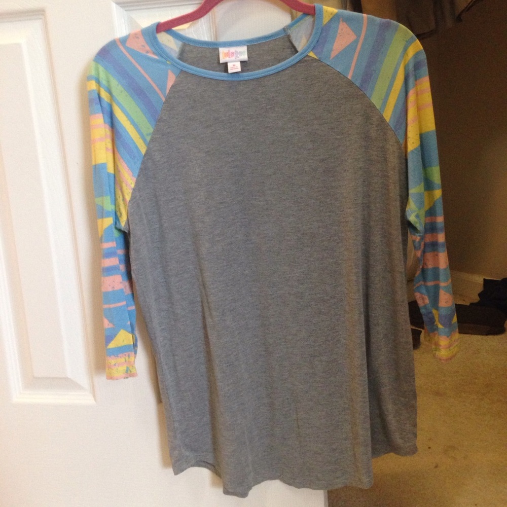 M Lularoe Randy. Grey body with pastel pattern