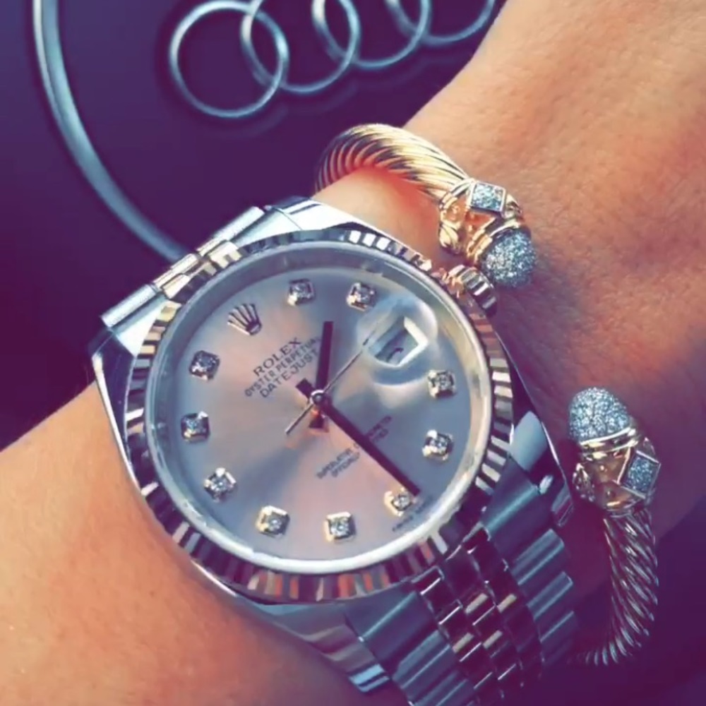 Rose gold/sterling Rolex w/diamonds