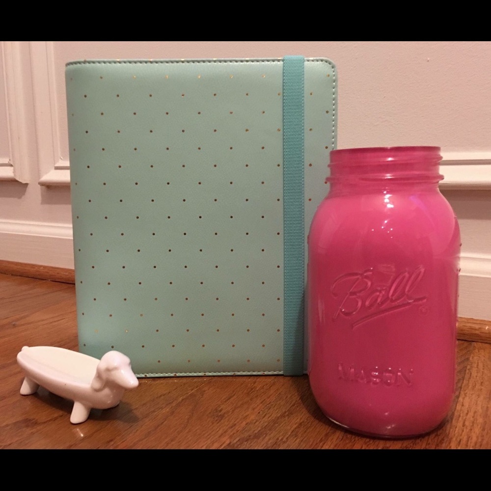 Kikki K A5 Leather Mint & Gold Dot Planner Agenda