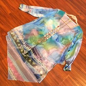 Beautiful water color tunic, size 1X