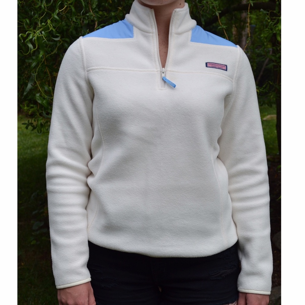 Vineyard vines white/blue fleece shep shirt