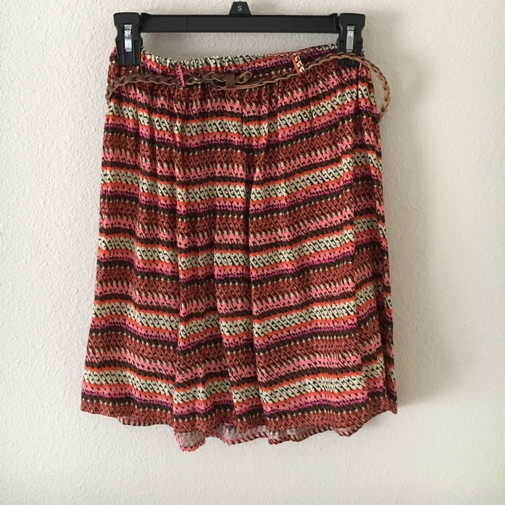 Printed Skirt with Belt