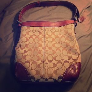 Coach Signature Bag with Leather Trim