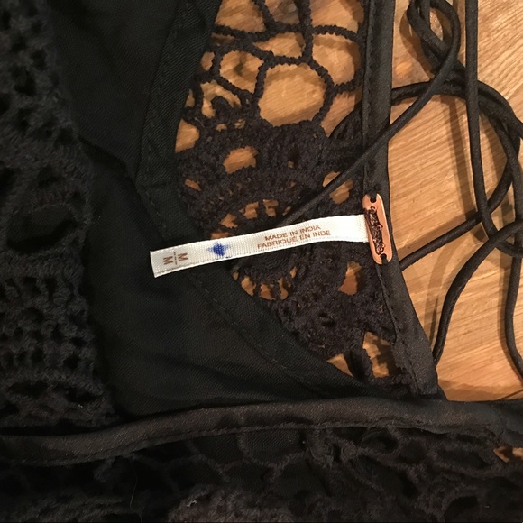 NWOT Free People black crochet with love dress - Picture 7 of 7