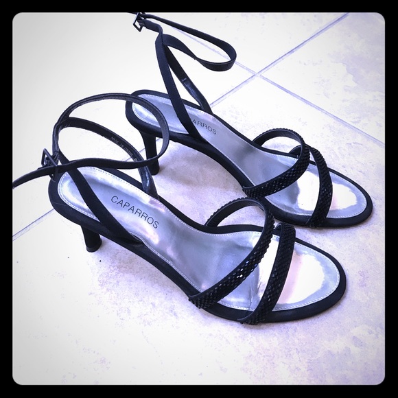 Caparros Shoes - Black sandals w/2.5" heels and ankle straps