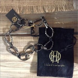 House of Harlow Textured Gunmetal Link Necklace