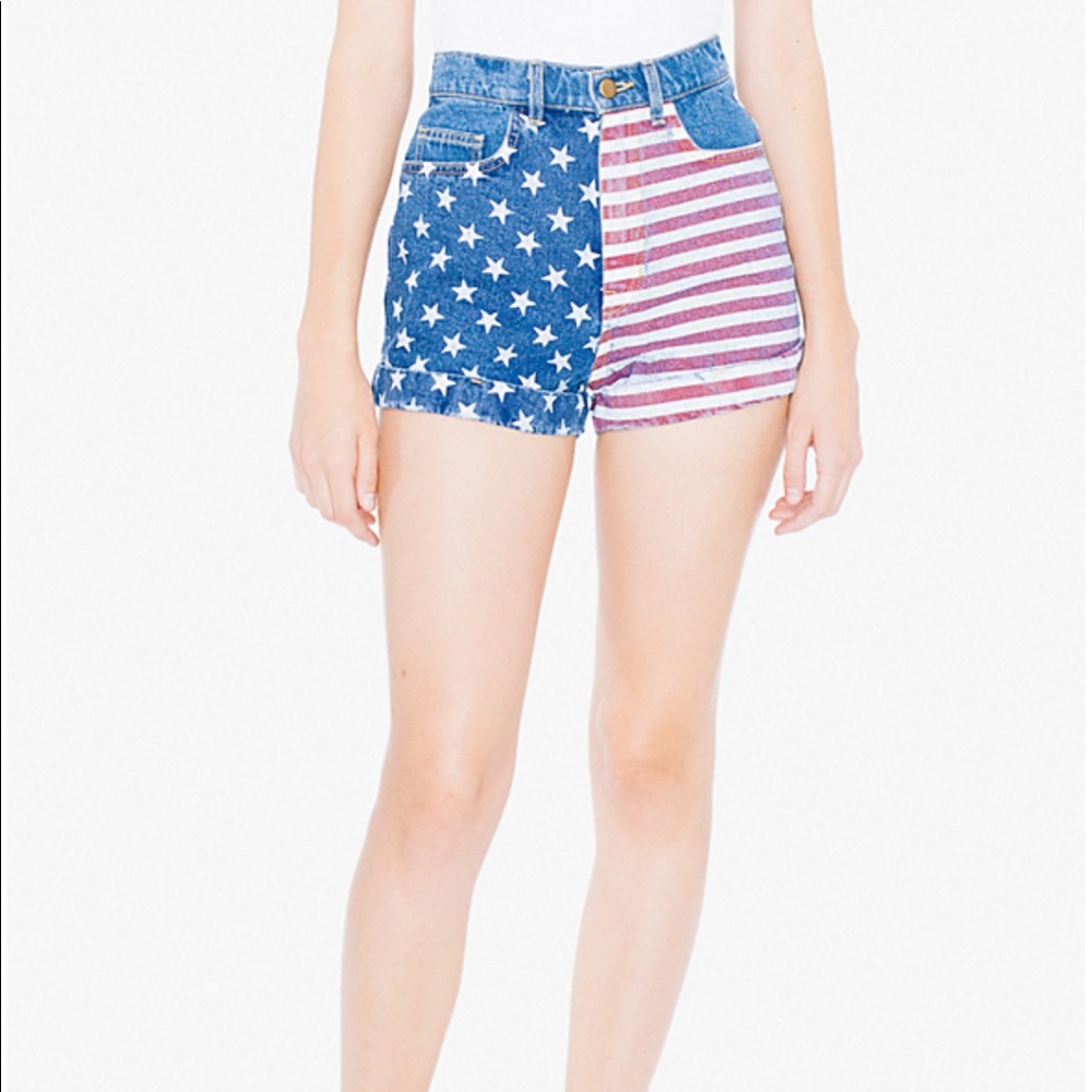 American Apparel High Waisted American Flag Shorts
