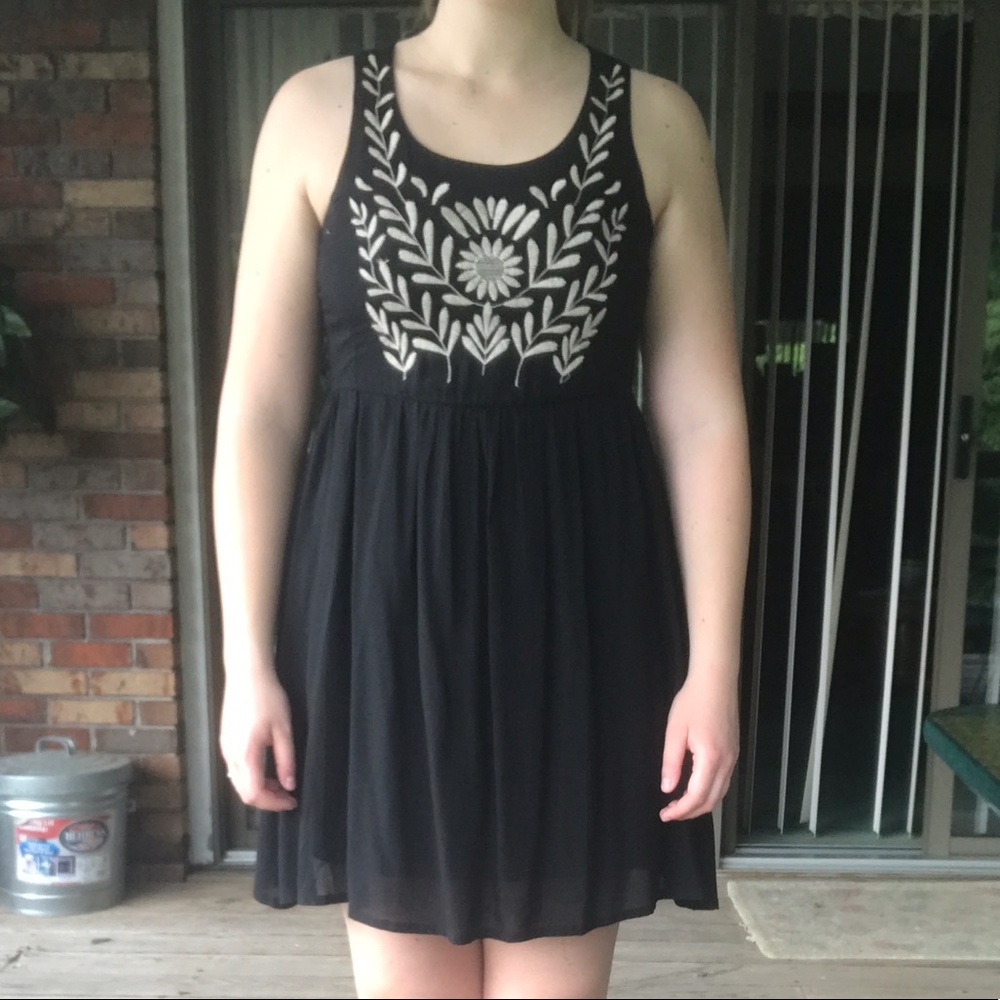 Ya Los Angeles black dress w/ embroidered top