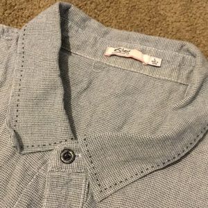 Silver jeans button down distressed shirt