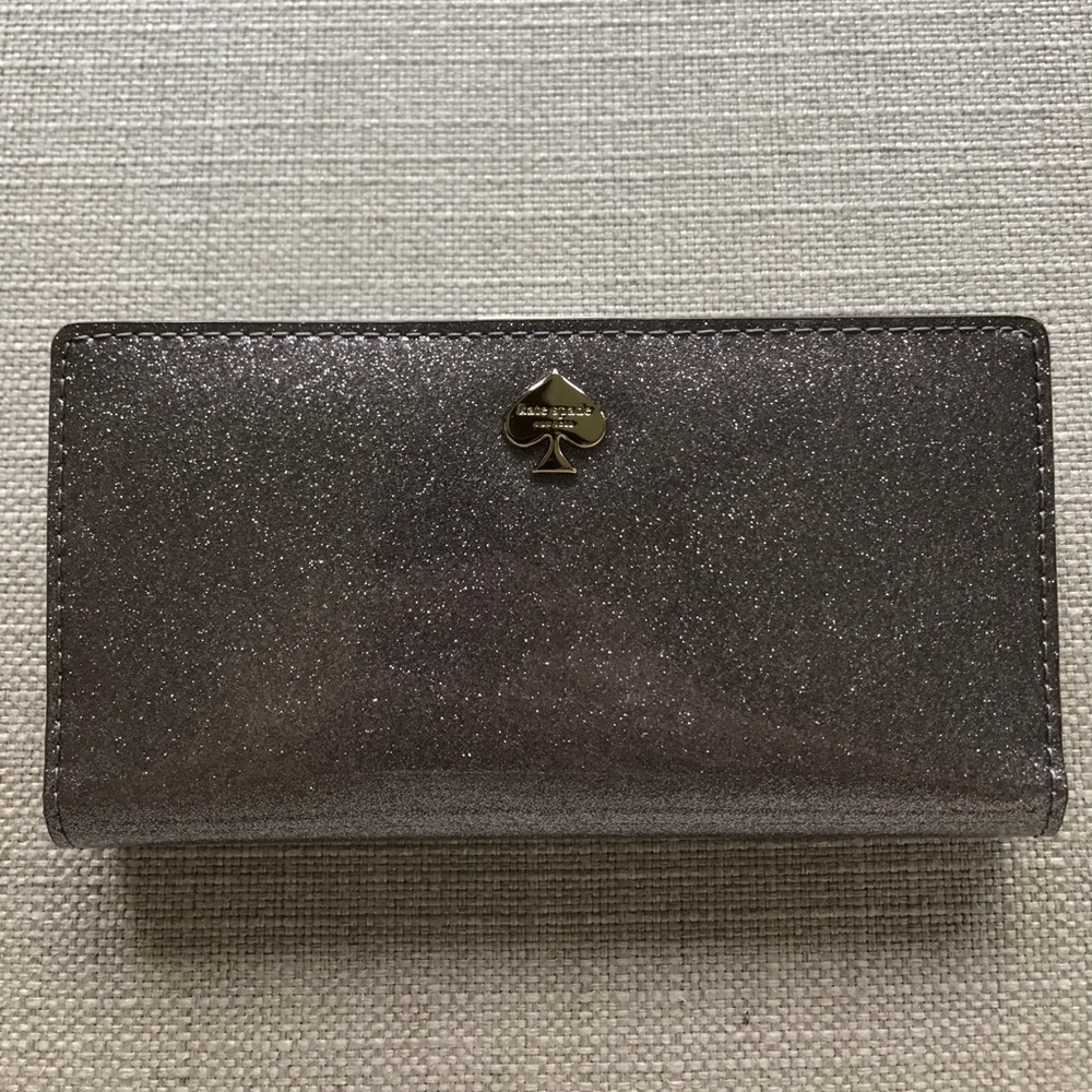Kate Spade Silver Glitter Bug Long wallet NWOT