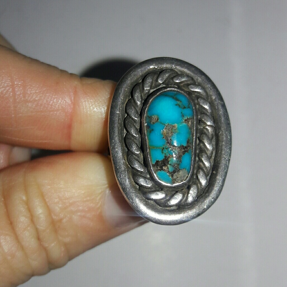 Kingman turquoise old pawn 925 marked size 7.5