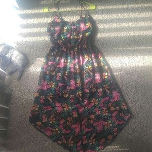 Thin strapped high-low floral dress