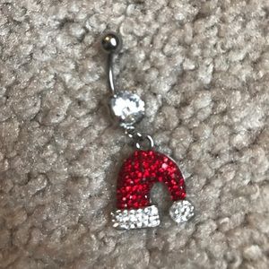 Santa hat belly button ring