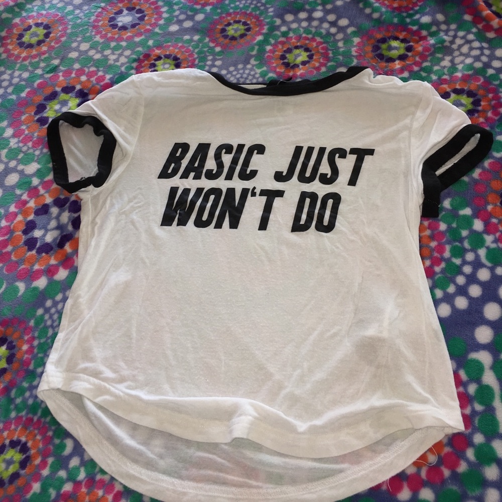 Black and white top with phrase
