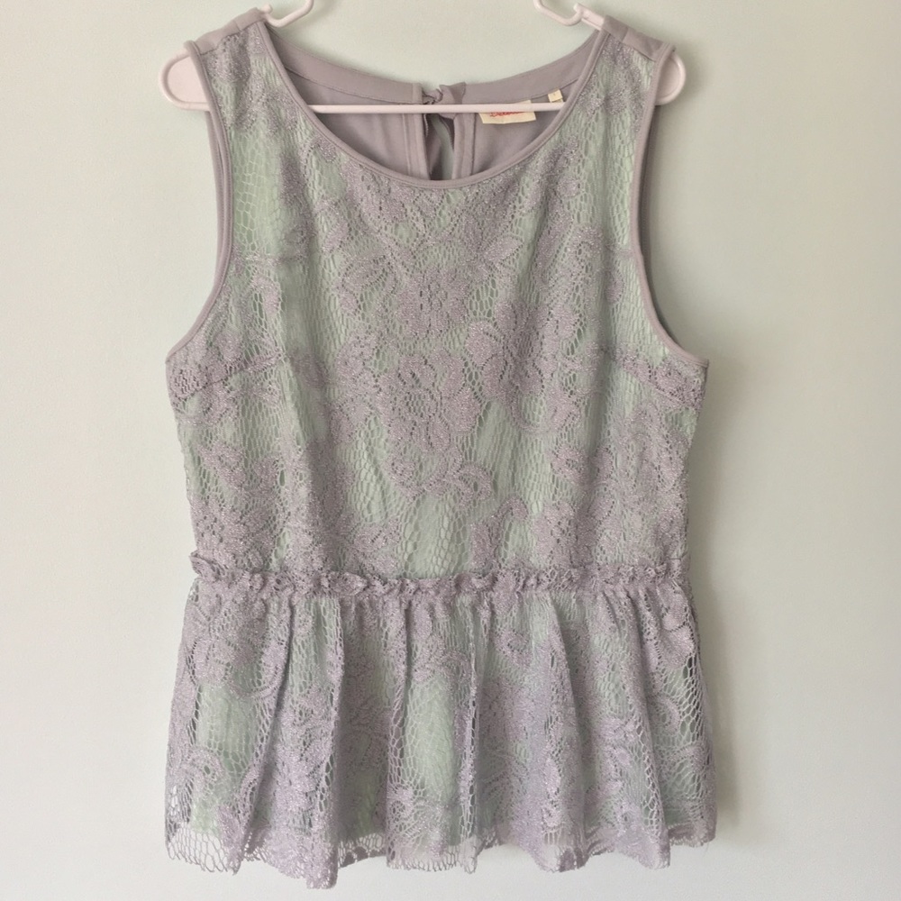 NWOT mint green peplum lace top from Anthropologie