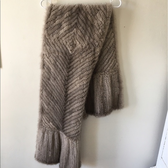Knit Mink Fur Scarf in Brown: FurHatWorld.com Knit mink fur scarf