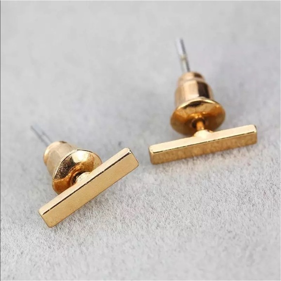 Tiny Gold or Silver Bar Earrings - Picture 4 of 7